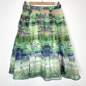 L’atiste By Amy Skirt Womens Medium Animal Zebra Print Chiffon Below Knee A Line